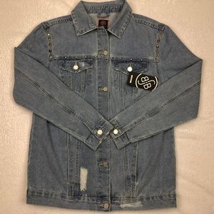Boom Boom Jeans Studded Destructed Denim Jacket